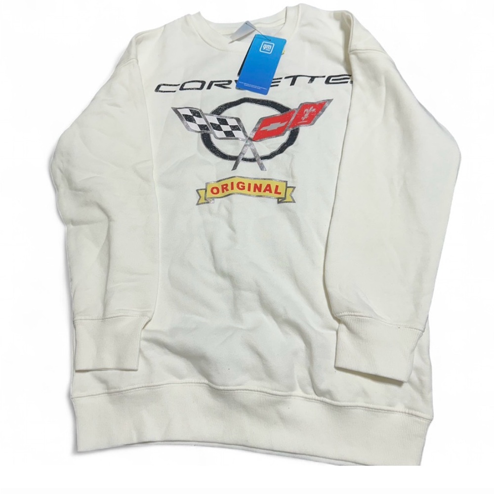 Kids Corvette Racing white crewneck sweatshirt #racing Size l